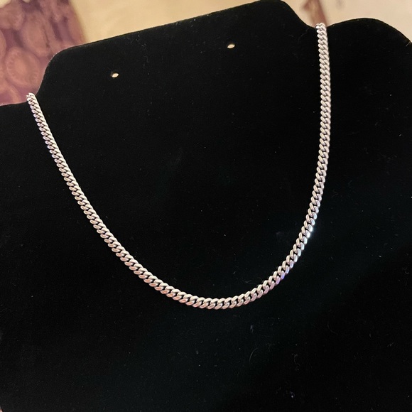 .925 STERLING SILVER: 3mm 20in Solid Cuban/Curb Link Chain - Picture 2 of 14